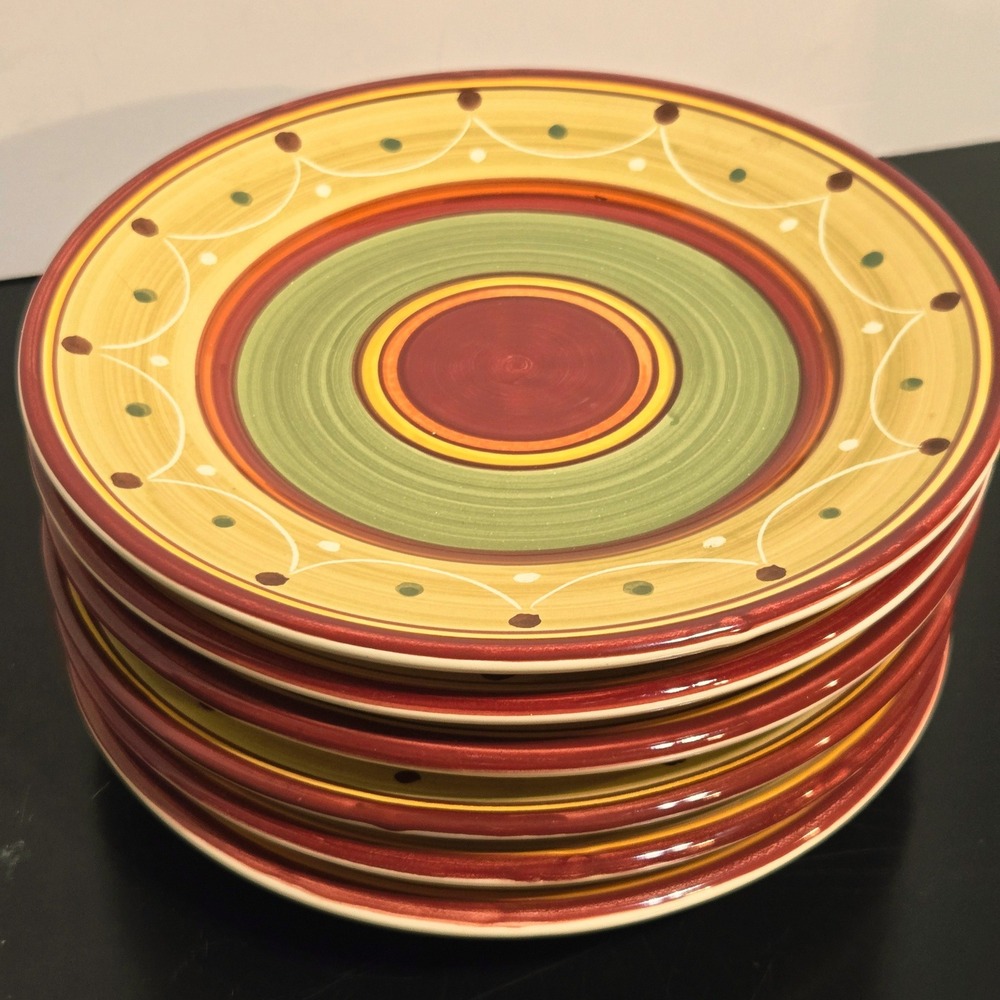 Pier 1 Etrusco Handpainted Salad Plates Set of 6 Luncheon Earthenware Italy 8"